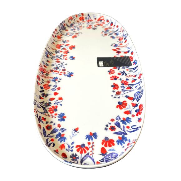 RACHEL ROY Patriotic Floral Melamine Serving Platter 19" Red|White|Blue NEW - Picture 3 of 8
